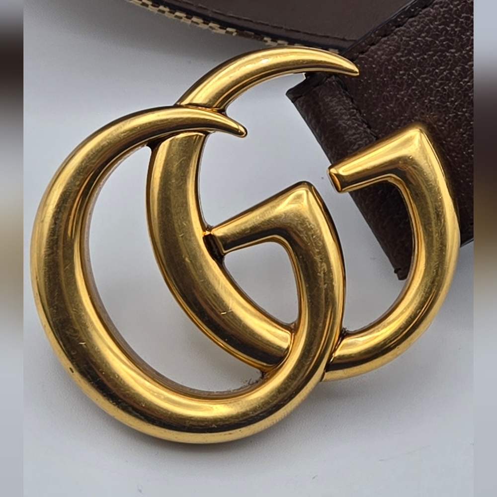 CLEARANCE Awesome Men's Gucci Tan And Brown Belt with Gold Buckle Size 115•46 - Picture 10 of 10